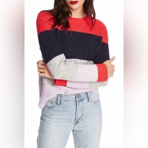 COURT & ROWE Women's Colorblock Sweater - Red, Navy, Light Pink